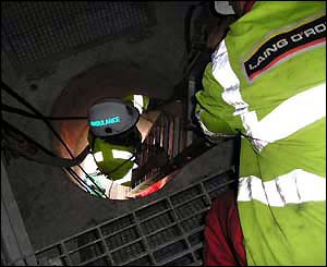 Avon Ambulance personnel rescuing a man from the inside of the Second Severn Crossing