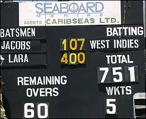 The West Indies score leaves England needing 552 to avoid the follow on