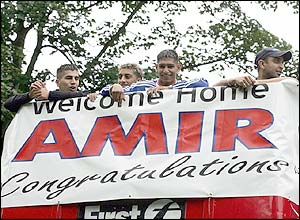 Amir Khan on open top bus