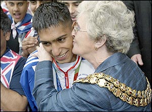 Amir Khan with Mayor of Bolton