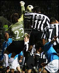 Gary Speed scores the winning goal for Newcastle