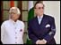 Khursheed Kasuri and Natwar Singh during talks in New Delhi, Sept 2004