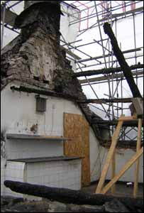 The top floor was left completely exposed by the blaze