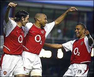 Robert Pires, Thierry Henry and Gilberto Silva