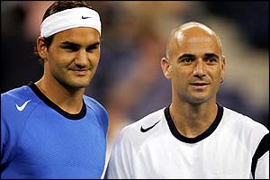 Roger Federer and Andre Agassi