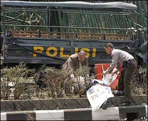 Vehicle damaged by the blast