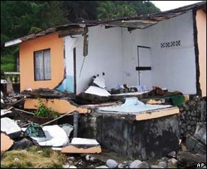 A damaged house in Kingstown, St Vincent