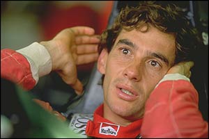 Ayrton Senna in the cockpit of his McLaren