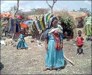 Women and children at the resettlement camps