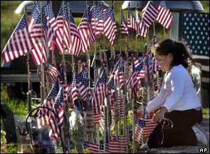 Jody Greene, daughter of Donald F Greene, at her father's memorial in Shanksville, Pennsylvania