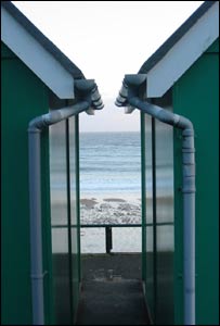 Hal Charles framed this view of Langland Bay with the huts