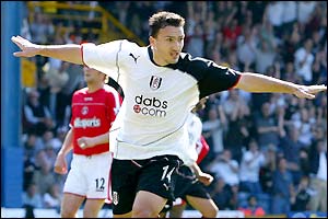 Steed Malbranque celebrates his goal for Fulham