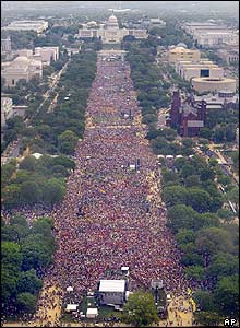 Abortion rights activists on the Washington Mall