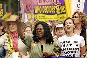 Cybill Shepherd, Whoopi Goldberg and Ashley Judd march in Washington