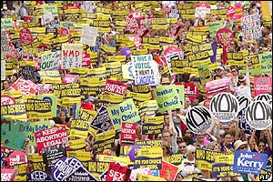 Women march down Pennsylvania Avenue in Washington