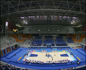 Stadium shot of men's basketball match