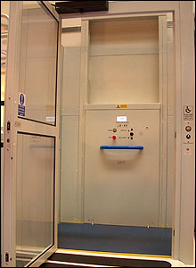 Photo of vertical platform lift with automatic doors