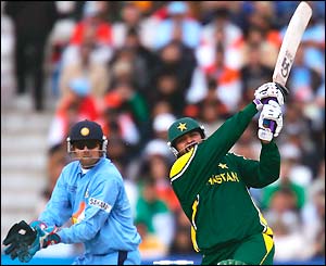 Pakistan's Inzamam-ul-Haq in action against India