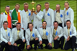 European Ryder Cup team celebrate victory