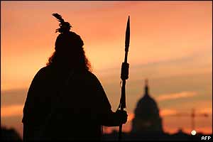 Maurice Cato, an Appalachian Cherokee from West Virginia, stands in front of the US Capitol Building