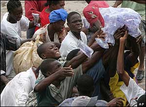 Water is distributed in Gonaives, Haiti