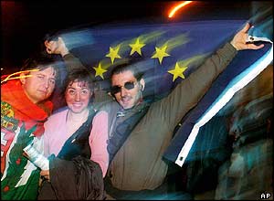 Revellers in Budapest