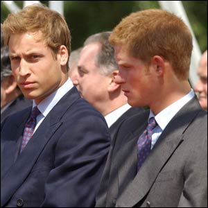 Prince William and Prince Harry at the unveiling of the Diana memorial 