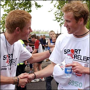 Prince Harry and Prince William after running in Sport Relief
