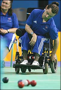 Peter Pearse competes in the boccia competition