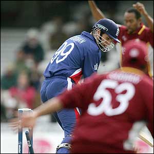 Michael Vaughan is out for seven 