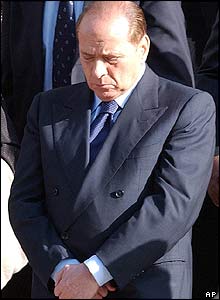Silvio Berlusconi at funeral of Italian servicemen killed in Iraq