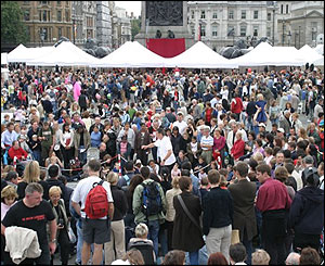 Crowds in Trafalgar Square