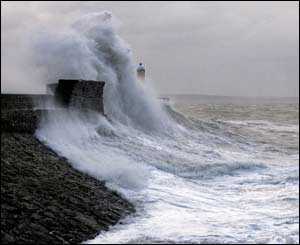 The recent storms at Porthcawl Harbour, sent in by Nick Russill