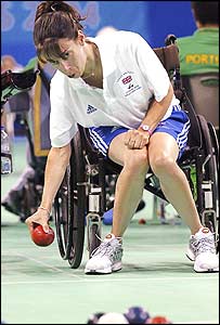 Anne Woffinden plays a shot