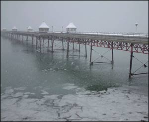 Denis Egan captured this gloomy image of Bangor Pier during recent snowy weather