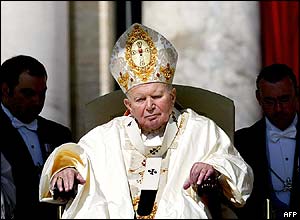 Pope John Paul II presides over the ceremony