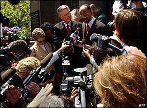 David Wilson (top R) and Robert Compton (top L) speak to the media after being married