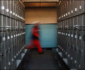Lockers in the Pithead Baths at Big Pit, Blaenafon (Kathryn Stowers)