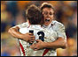 Jonny Wilkinson embracing Will Greenwood (copyright: AP)