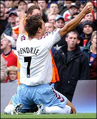 Lee Hendrie celebrates giving Aston Villa the lead