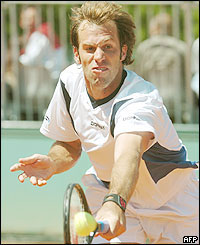 Greg Rusedski finds Verdasco too strong for him in the second and third sets