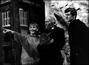 Maureen O'Brien and Peter Purves pictured with the first Doctor, William Hartnell