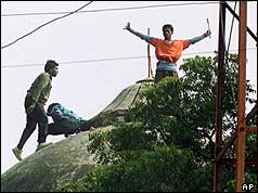 Demonstrators on the Babri mosque