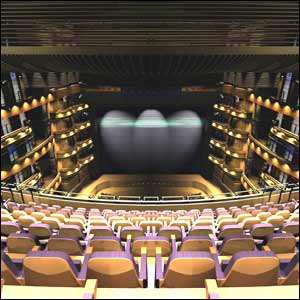 A computer generated picture of the interior of the finished theatre