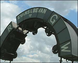 The Circle of Drams industrial sculpture at Maesycwmmer Viaduct (Ken Jenkins, Pontllanfraith)
