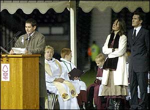 Nigel Clough with his sister Elizabeth and brother Simon