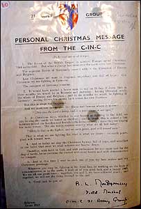 A Christmas message sent to Bob from Viscount Bernard Law Montgomery