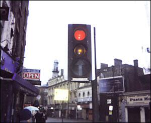 A red traffic light