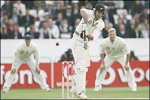 New Zealand captain Stephen Fleming takes strike first