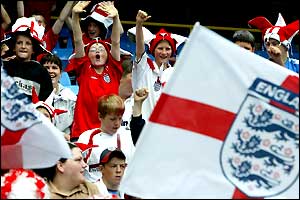 Some young fans in the stands ahead of the England v Iceland match